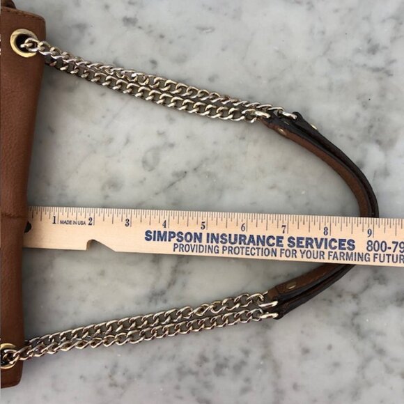 MICHAEL KORS Fulton Small Brown Gold Chain Shoulder Flap Bag - Picture 15 of 16